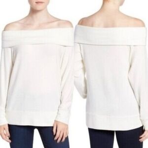 Cupcakes and cashmere white soft off shoulder NWT cowl sweater
